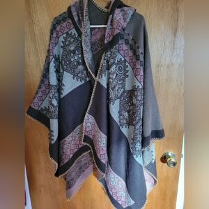 Blanket Poncho With Hood Never Worn